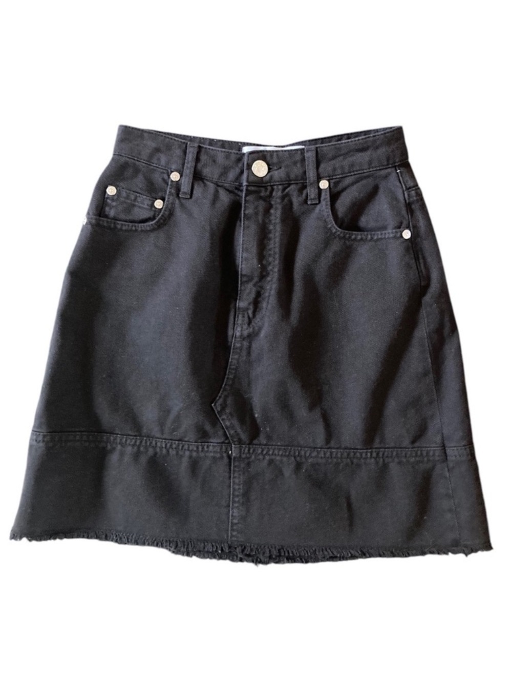 MSGM Milano Denim Mini Skirt in Black Made in Italy